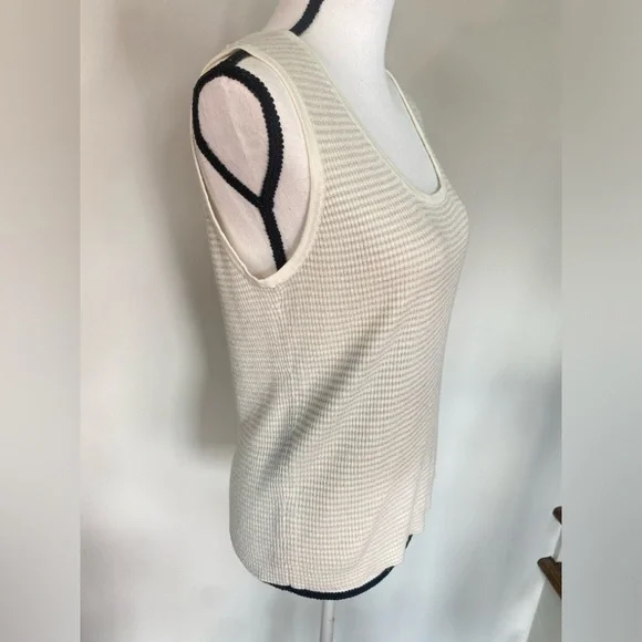 Brooks Brothers Shell Tank Sweater Womens Large Ivory Gray Metallic Linen Blend - Picture 4 of 14